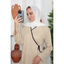 Defka Yandan Bağlamalı Pamuklu Kadın Namaz Elbisesi