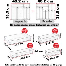 Bozhouse 16'lı Set Modüler Kepçelik ve Kaşıklık Çekmece Içi Düzenleyici Şeffaf Clear Mutfak Çatal Bıçak Kaşık