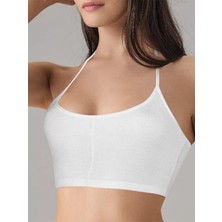 Shop58 Kadın Beyaz Likralı Mikromodal Yarım Atlet 9132