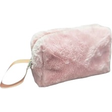 NS Reliable Chic Clutch Seyahat Makyaj Organizeri Kozmetik Çantası Tüy Peluş - 250 Açık Pembe