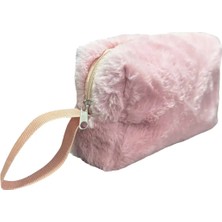 NS Reliable Chic Clutch Seyahat Makyaj Organizeri Kozmetik Çantası Tüy Peluş - 250 Açık Pembe