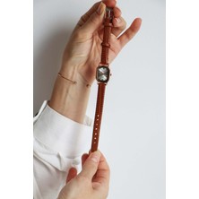 Northwatch Kahverengi Kadın Dikdörtgen Deri Kordon Rose Gold Yeni Sezon Vintage Kol Saati