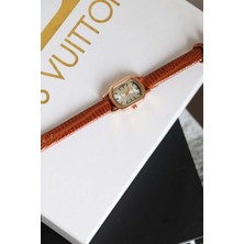 Northwatch Kahverengi Kadın Dikdörtgen Deri Kordon Rose Gold Yeni Sezon Vintage Kol Saati