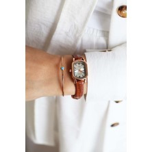 Northwatch Kahverengi Kadın Dikdörtgen Deri Kordon Rose Gold Yeni Sezon Vintage Kol Saati