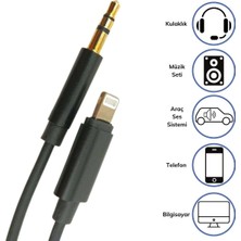 Iphone Uyumlu Lightning Aux Araç Dönüştürücü Ses Kablosu 3.5 mm Jack Girişli