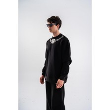 Tonrise Erkek M Wire Boynu Nakışlı Oversize Sweatshirt