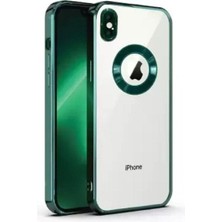 Teknomoda Apple iPhone Xs Max Kılıf Logo Yeri Açık Kamera Lens Korumalı Renkli Kenarlı Şeffaf Silikon