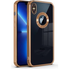 Teknomoda iPhone x / Xs Kılıf Logo Yeri Açık Kamera Lens Korumalı Renkli Kenarlı Şeffaf Silikon
