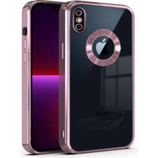 Teknomoda Apple iPhone Xs Max Kılıf Logo Yeri Açık Kamera Lens Korumalı Renkli Kenarlı Şeffaf Silikon