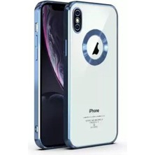 Teknomoda Apple iPhone Xs Max Kılıf Logo Yeri Açık Kamera Lens Korumalı Renkli Kenarlı Şeffaf Silikon