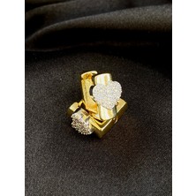 Takı Box Kalp Tasarım Kare Gold Küpe