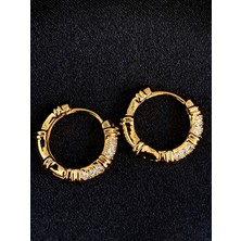 Takı Box Zirkon Taşlı Vip Tasarım Gold Küpe