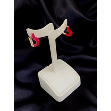 Takı Box Gold Detaylı Renkli Mineli Kalp Küpe