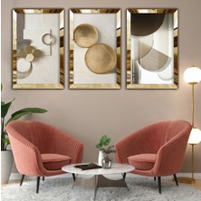Zevahir Mobilya Dekorasyon Soyut Desen Gold Pleksi Kenar Mdf Tablo
