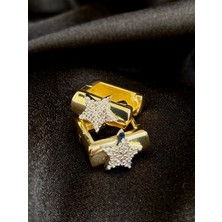 Takı Box Yıldız Tasarım Kare Gold Küpe
