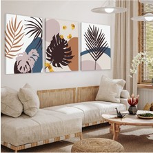 Soyut Desen 3'lü Kanvas Tablo