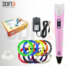 3DFIX - 3D Kalem - 3D Pen - 3 Boyutlu Yazıcı Pembe Kalem + Hediye 20 Metre Filament