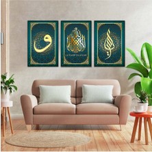 Zevahir Mobilya Dekorasyon Zevahir 3'lü Kanvas La Ilahe Illallah Dini Tablo