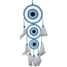 Nazar Motifli Üç Çemberli Turkuaz Duvar Dekoru