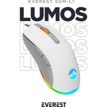 Everest SGM-L1 LUMOS Beyaz/Gri 6400dpi RGB Ledli Makrolu Gaming Oyuncu Mouse