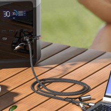 Lenyes LC112 Çoklu Şarj Kablolu Fener ve Çakmaklık Özellikli 6in1 Kablo 240W 1m Gri