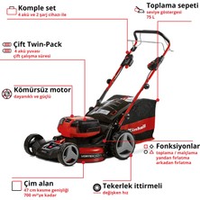 Einhell Ge-Cm 36/47 S Hw Li (4X4,0AH), Akülü Çim Biçme Makinesi