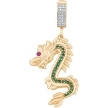 Safir Kuyumculuk Altın Yeşil Taşlı Ejderha Charm