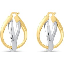 Safir Kuyumculuk Altın Çift Renk Halka Küpe