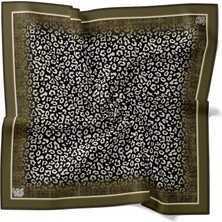 Lêvi D'or Haki Mini Leopar Twill İpek Eşarp