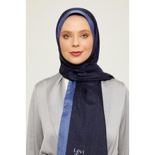 Levidor Lacivert Halka Desen Monogram Şal