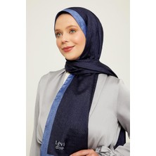 Levidor Lacivert Halka Desen Monogram Şal