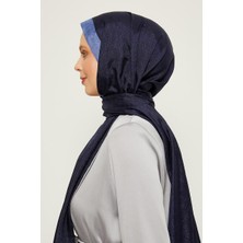 Levidor Lacivert Halka Desen Monogram Şal