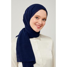 Levidor Lacivert Düz Renk Frozen Krep Şal