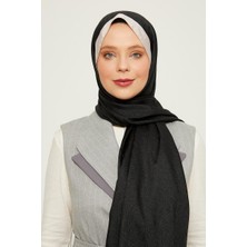 Levidor Siyah - Bej Halka Desen Monogram Şal