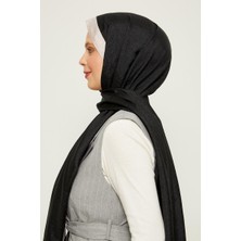 Levidor Siyah - Bej Halka Desen Monogram Şal