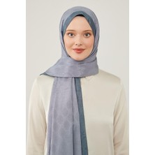 Levidor Antrasit Şerit Kenarlı Monogram Şal