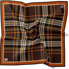 Lêvi D'or Turuncu Büyük Ekose Twill İpek Eşarp