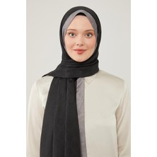 Lêvi D'or Siyah - Gri Şerit Kenarlı Monogram Şal