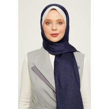 Lêvi D'or Lacivert - Ekru Halka Desen Monogram Şal