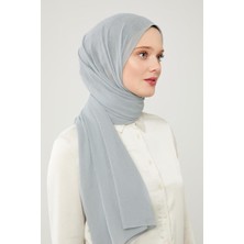 Lêvi D'or Açık Gümüş Düz Renk Frozen Krep Şal