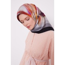 Lêvi D'or Siyah Çizim Desen Twill Ipek Eşarp