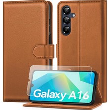 M.tk moveteck Samsung Galaxy A16 5g Kılıf 360 Cüzdanlı Standlı Kartlıklı Deri Dokulu Kartvizitli Silikon + Ekran Koruyucu Cam Set