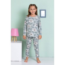 Elmp Gri Koala Desenli %100 Pamuk Kız Çocuk Pijama Takımı 1-13 Yaş 4067