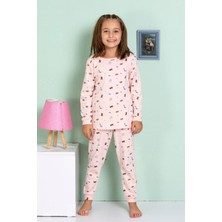 Elmp Pudra Dinazor Desenli %100 Pamuk Kız Çocuk Pijama Takımı 1-9 Yaş 4064/19