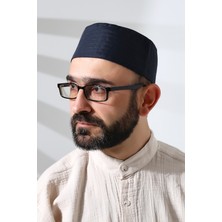 İhvan Online Lacivert Fileli Kumaş Kalıp Namaz Takkesi