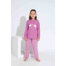 Tarp 2 Düğmeli Pembe Kelebek Nakışlı Termal Kız Çocuk Pijama Takımı 5-15 Yaş 2807-2808-P