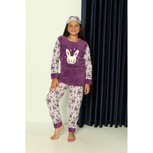Minim Mor Tavşanlı Polar Kız Çocuk Pijama Takımı 5-16 Yaş 6460-M