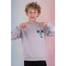 Black Slaob 2ip Erkek Çocuk Sweatshirt Gri 7-16 Yaş DEFNE033-G