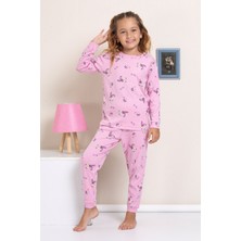Elmp Lila Tavşan Desenli %100 Pamuk Kız Çocuk Pijama Takımı 1-13 Yaş 4052
