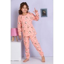 Elmp Somon Baykuş Desenli %100 Pamuk Kız Çocuk Pijama Takımı 1-13 Yaş 4062